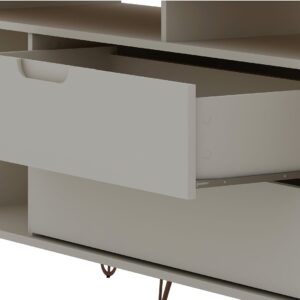 Manhattan Comfort Rockefeller 62.99 TV Stand with Metal Legs and 2 Drawers in Off White