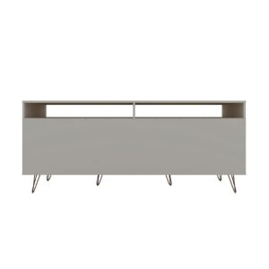 Manhattan Comfort Rockefeller 62.99 TV Stand with Metal Legs and 2 Drawers in Off White