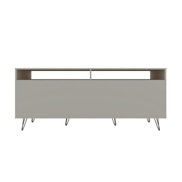 Manhattan Comfort Rockefeller 62.99 TV Stand with Metal Legs and 2 Drawers in Off White