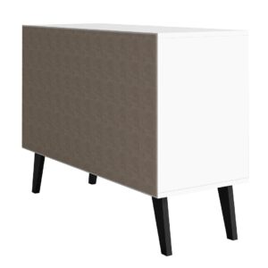 Manhattan Comfort Mid-Century- Modern Amsterdam Double Side Table 2.0 with 3 Shelves in White