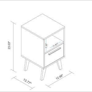 Manhattan Comfort Mid-Century- Modern Amsterdam Nightstand 1.0 with 1 Shelf in Multi Color Red and Blue