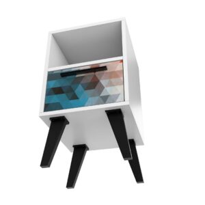 Manhattan Comfort Mid-Century- Modern Amsterdam Nightstand 1.0 with 1 Shelf in Multi Color Red and Blue