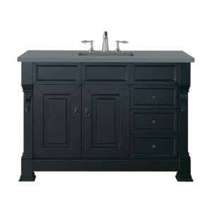 James Martin 147-114-5236-3CBL Brookfield 48 Inch Single Vanity Cabinet with Cala Blue Quartz Top - Antique Black