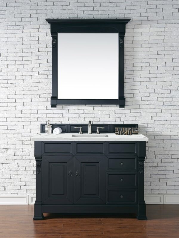 James Martin 147-114-5236-3ENC Brookfield 48 Inch Single Vanity Cabinet with Ethereal Noctis Quartz Top - Antique Black