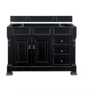 James Martin 147-114-5236-3GEX Brookfield 48 Inch Antique Black Single Vanity with Drawers with 3 cm Grey Expo Quartz Top with Sink