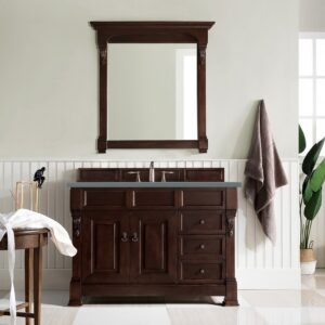 James Martin 147-114-5266-3CBL Brookfield 48 Inch Single Vanity Cabinet with Cala Blue Quartz Top - Burnished Mahogany