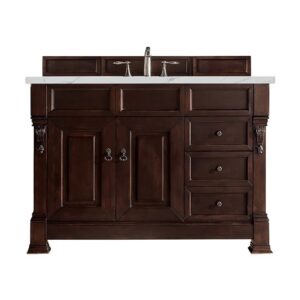 James Martin 147-114-5266-3ENC Brookfield 48 Inch Single Vanity Cabinet with Ethereal Noctis Quartz Top - Burnished Mahogany