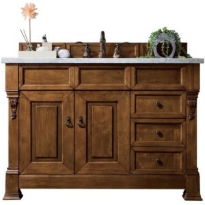 James Martin 147-114-5276-3AF Brookfield 48 Inch Country Oak Single Vanity with Drawers with 3 cm Arctic Fall Solid Surface Top