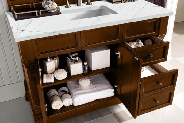 James Martin 147-114-5276-3ENC Brookfield 48 Inch Single Vanity Cabinet with Ethereal Noctis Quartz Top - Country Oak