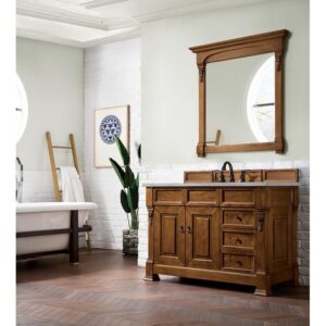 James Martin 147-114-5276-3ESR Brookfield 48 Inch Country Oak Single Vanity with 3 CM Eternal Serena Quartz Top