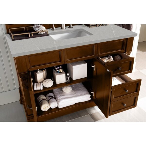 James Martin 147-114-5276-3ESR Brookfield 48 Inch Country Oak Single Vanity with 3 CM Eternal Serena Quartz Top