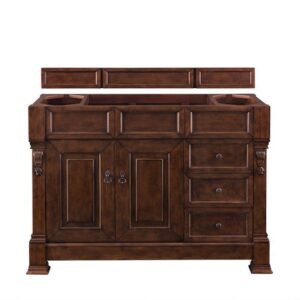 James Martin 147-114-5286-3CAR Brookfield 48 Inch Warm Cherry Single Vanity with Drawers with 3 cm Carrara Marble Top