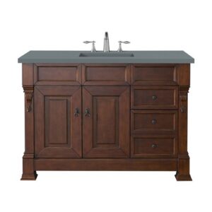 James Martin 147-114-5286-3CBL Brookfield 48 Inch Single Vanity Cabinet with Cala Blue Quartz Top - Warm Cherry