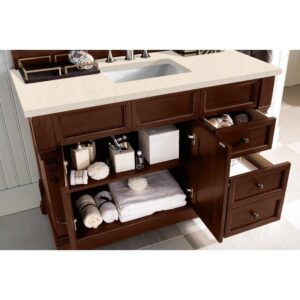 James Martin 147-114-5286-3EMR Brookfield 48 Inch Warm Cherry Single Vanity with 3 CM Eternal Marfil Quartz Top