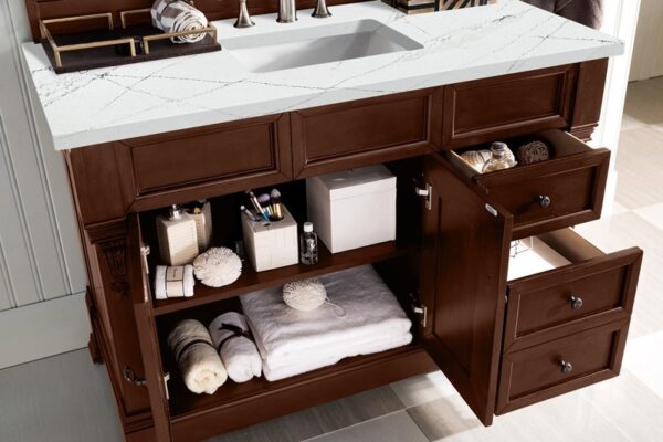 James Martin 147-114-5286-3ENC Brookfield 48 Inch Single Vanity Cabinet with Ethereal Noctis Quartz Top - Warm Cherry