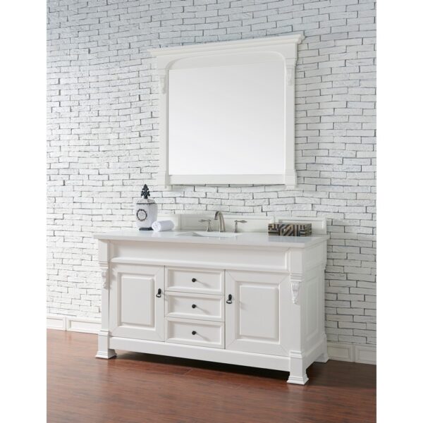 James Martin 147-114-53-3WZ Brookfield 60 Inch Single Vanity with 3cm White Zeus Quartz Top