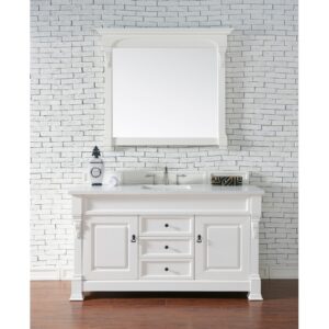 James Martin 147-114-53-3WZ Brookfield 60 Inch Single Vanity with 3cm White Zeus Quartz Top