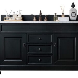 James Martin 147-114-5331-3AF Brookfield 60 Inch Antique Black Single Vanity with 3 cm Arctic Fall Solid Surface Top