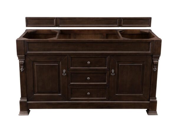 James Martin 147-114-5361-3EJP Brookfield 60 Inch Burnished Mahogany Single Vanity with 3 cm Eternal Jasmine Pearl Quartz Top with Sink