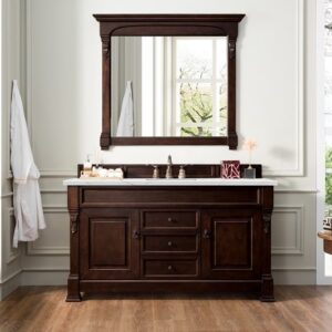 James Martin 147-114-5361-3ENC Brookfield 60 Inch Single Vanity Cabinet with Ethereal Noctis Quartz Top - Burnished Mahogany