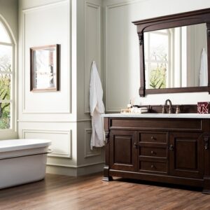 James Martin 147-114-5361-3ENC Brookfield 60 Inch Single Vanity Cabinet with Ethereal Noctis Quartz Top - Burnished Mahogany