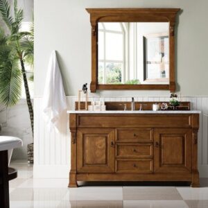 James Martin 147-114-5371-3AF Brookfield 60 Inch Country Oak Single Vanity with 3 cm Arctic Fall Solid Surface Top