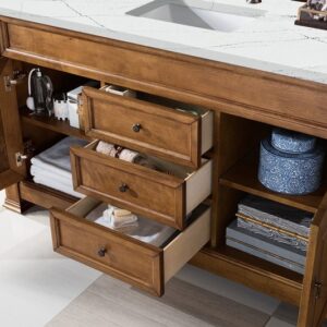 James Martin 147-114-5371-3ENC Brookfield 60 Inch Single Vanity Cabinet with Ethereal Noctis Quartz Top - Country Oak