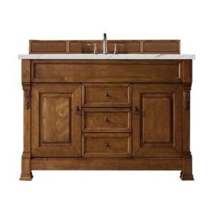 James Martin 147-114-5371-3ENC Brookfield 60 Inch Single Vanity Cabinet with Ethereal Noctis Quartz Top - Country Oak