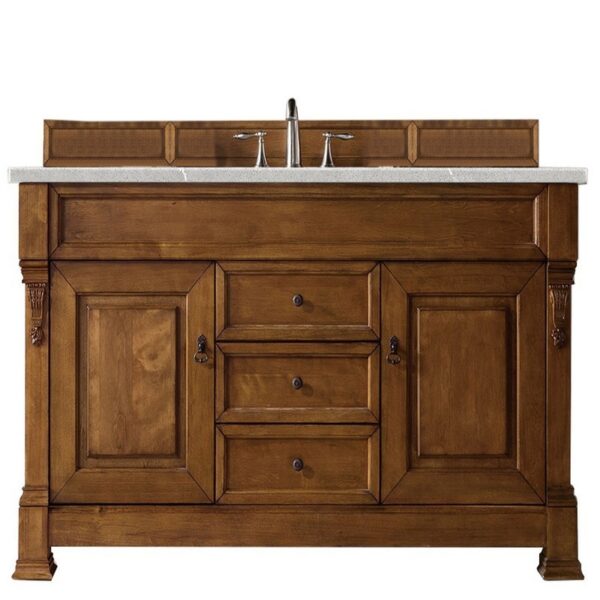 James Martin 147-114-5371-3ESR Brookfield 60 Inch Country Oak Single Vanity with 3 CM Eternal Serena Quartz Top