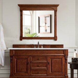 James Martin 147-114-5381-3ENC Brookfield 60 Inch Single Vanity Cabinet with Ethereal Noctis Quartz Top - Warm Cherry