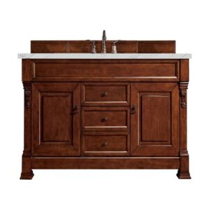 James Martin 147-114-5381-3ENC Brookfield 60 Inch Single Vanity Cabinet with Ethereal Noctis Quartz Top - Warm Cherry