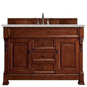 James Martin 147-114-5381-3ESR Brookfield 60 Inch Warm Cherry Single Vanity with 3 CM Eternal Serena Quartz Top