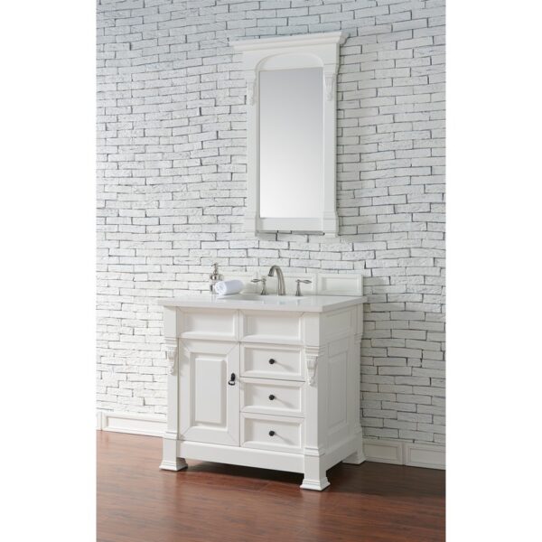 James Martin 147-114-55-3WZ Brookfield 36 Inch Single Vanity with 3cm White Zeus Quartz Top