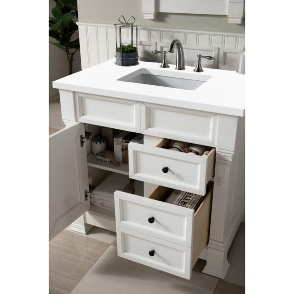 James Martin 147-114-55-3WZ Brookfield 36 Inch Single Vanity with 3cm White Zeus Quartz Top