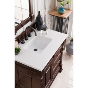 James Martin 147-114-55-3WZ Brookfield 36 Inch Single Vanity with 3cm White Zeus Quartz Top