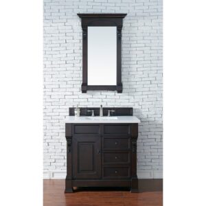 James Martin 147-114-55-3WZ Brookfield 36 Inch Single Vanity with 3cm White Zeus Quartz Top