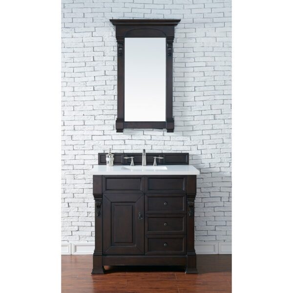 James Martin 147-114-55-3WZ Brookfield 36 Inch Single Vanity with 3cm White Zeus Quartz Top