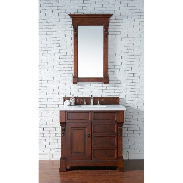 James Martin 147-114-55-3WZ Brookfield 36 Inch Single Vanity with 3cm White Zeus Quartz Top