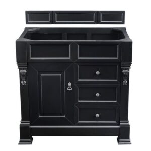 James Martin 147-114-5536-3CSP Brookfield 36 Inch Antique Black Single Vanity with Drawers with 3 cm Charcoal Soapstone Quartz Top with Sink