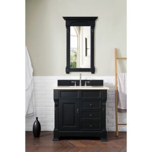 James Martin 147-114-5536-3EMR Brookfield 36 Inch Antique Black Single Vanity with 3 CM Eternal Marfil Quartz Top