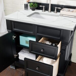 James Martin 147-114-5536-3ENC Brookfield 36 Inch Single Vanity Cabinet with Ethereal Noctis Quartz Top - Antique Black