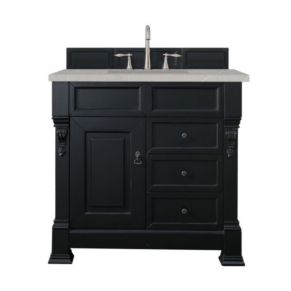 James Martin 147-114-5536-3ESR Brookfield 36 Inch Antique Black Single Vanity with 3 CM Eternal Serena Quartz Top