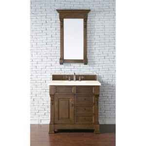 James Martin 147-114-5576-3EMR Brookfield 36 Inch Country Oak Single Vanity with 3 CM Eternal Marfil Quartz Top