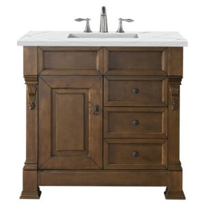 James Martin 147-114-5576-3ENC Brookfield 36 Inch Single Vanity Cabinet with Ethereal Noctis Quartz Top - Country Oak