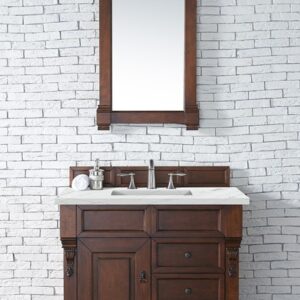 James Martin 147-114-5586-3ENC Brookfield 36 Inch Single Vanity Cabinet with Ethereal Noctis Quartz Top - Warm Cherry