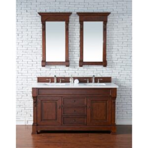 James Martin 147-114-56-3WZ Brookfield 60 Inch Double Vanity with 3cm White Zeus Quartz Top