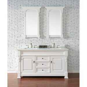 James Martin 147-114-56-3WZ Brookfield 60 Inch Double Vanity with 3cm White Zeus Quartz Top