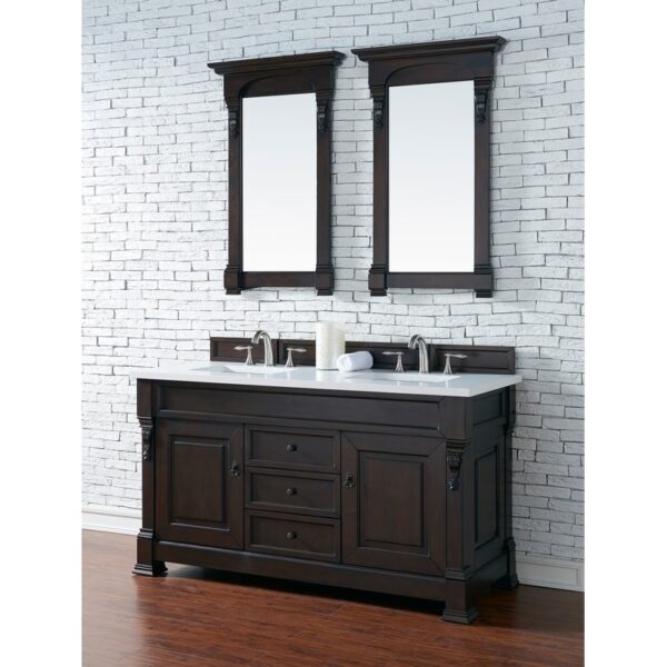 James Martin 147-114-56-3WZ Brookfield 60 Inch Double Vanity with 3cm White Zeus Quartz Top