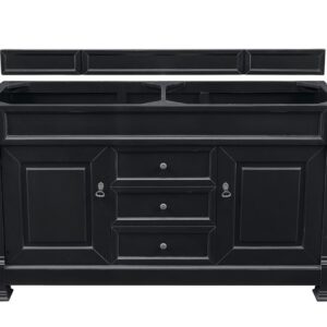 James Martin 147-114-5631-3CSP Brookfield 60 Inch Antique Black Double Vanity with 3 cm Charcoal Soapstone Quartz Top with Sink