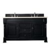 James Martin 147-114-5631-3EMR Brookfield 60 Inch Antique Black Double Vanity with 3 CM Eternal Marfil Quartz Top